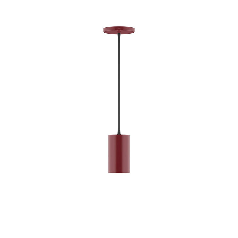 Barn red 3.5 in LED pendant with cylindrical shade and hanging cord