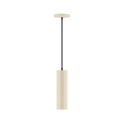 Cream LED pendant with cylindrical shade and hanging cord