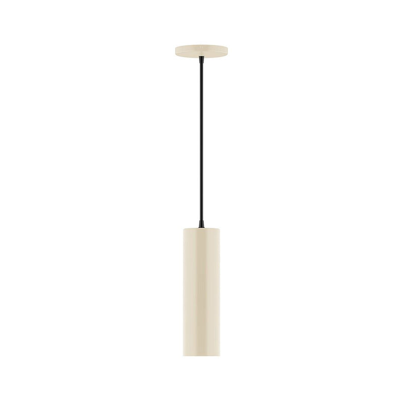 Cream 3.5-inch beam pendant with black cord and cylindrical shade