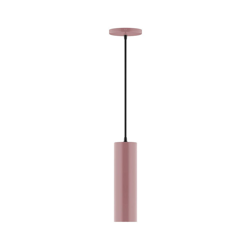 Mauve LED pendant light with round canopy and cylindrical diffuser, 3.5 in beam