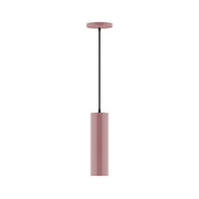 Mauve 3.5-inch beam pendant with cylindrical shade and black cord.