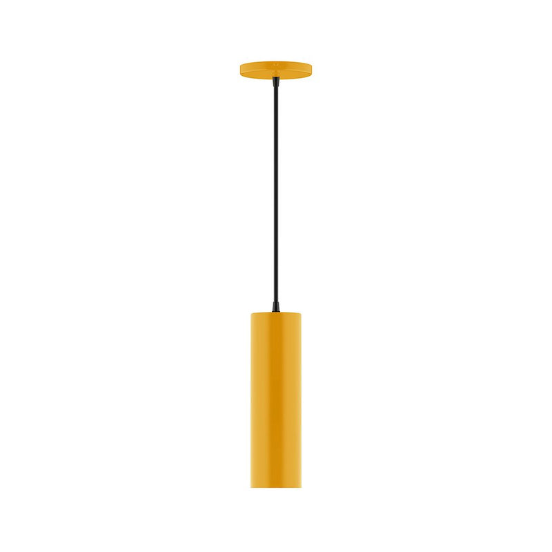 Bright yellow beam 3.5-inch pendant light with black cord and ceiling canopy