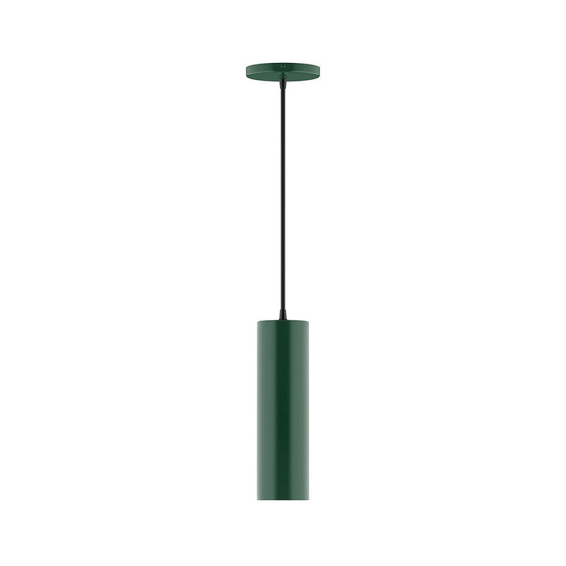 Forest green beam pendant with slim cylinder shade and matching canopy