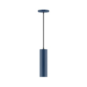 Beam 3.5" pendant light in navy with slim cylinder shade and hanging canopy.