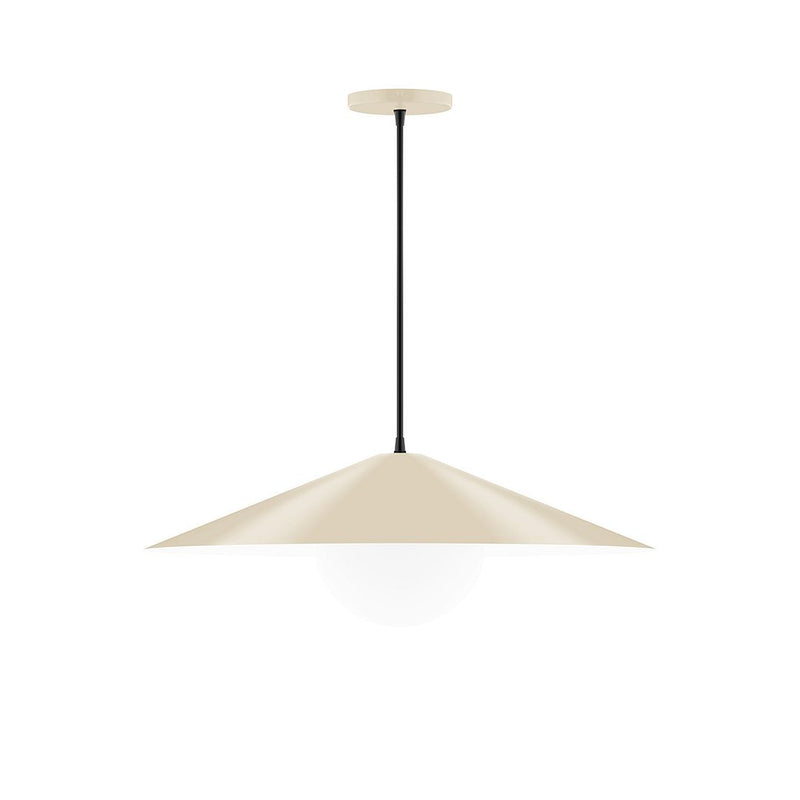 Cream fabric dome shade pendant light with black cord and socket