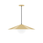 Ivory pendant shade with black stem and round ceiling canopy