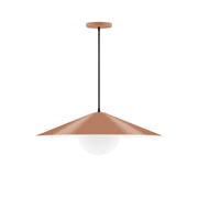 Terracotta dome shade pendant with glass globe and black cord, 24-inch size