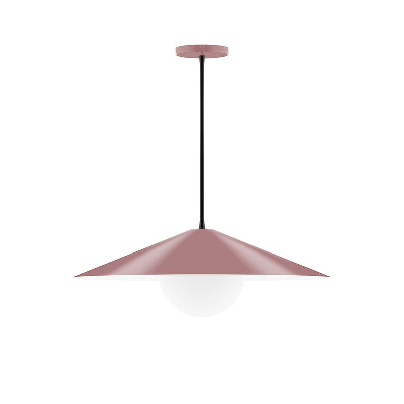 Vessel 24" pendant light with mauve glass globe shade and black cord