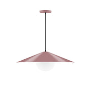 Mauve 24-inch pendant lamp with metal shade and round glass globe