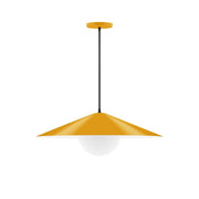 Vessel 24-inch pendant with bright yellow shade and frosted glass globe