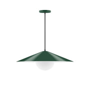 Forest green dome pendant light with glass globe diffuser