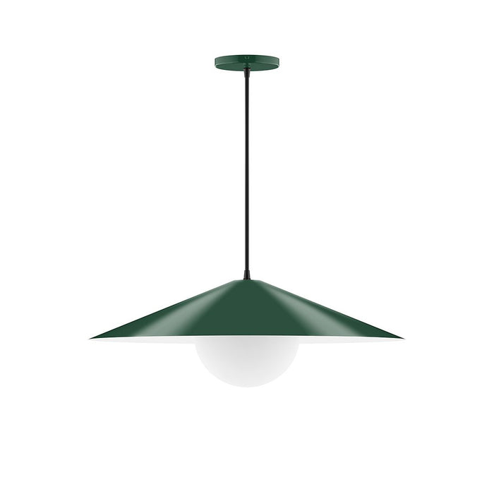 Axis Vessel 24" Pendant Light with Glass Globe in Forest Green