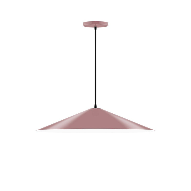 Mauve pendant lamp with bell-shaped shade and straight black cord