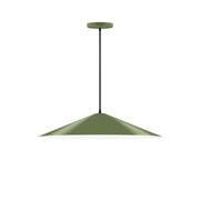 Fern green 24-inch vessel pendant with metal canopy and bell-shaped shade