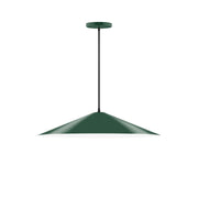 Forest green pendant light with flared dome shade and hanging black cord