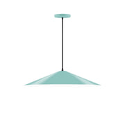 Sea green LED pendant light with round canopy and black hanging cord