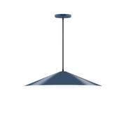 Navy drum-style pendant light with matching canopy and hanging cord