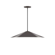 Architectural bronze pendant lamp with wide bell-shaped shade and hanging cord