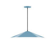 LED pendant light with light blue dome shade and black cord canopy