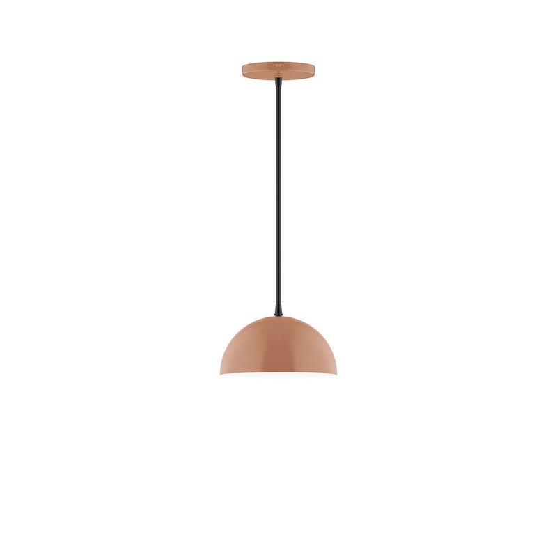 Terracotta dome pendant light with black cord and round ceiling canopy