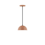 Terracotta dome LED pendant light with black cord and round ceiling canopy