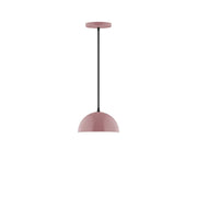 Mauve 8in LED dome pendant with canopy and hanging cord.