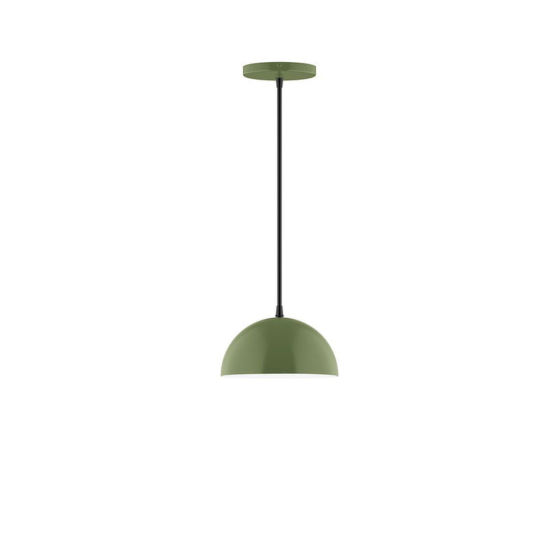 Fern green LED pendant with dome shade and round ceiling canopy