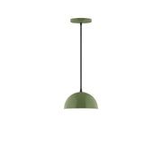 Fern green LED pendant with domed shade and black hanging cord