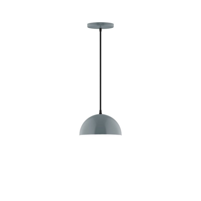 Slate gray 8 in dome pendant with hanging cord and ceiling canopy