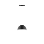 Black dome 8-in pendant light with hanging rod and ceiling canopy