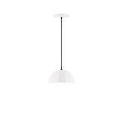 White dome pendant light with hanging cord and canopy