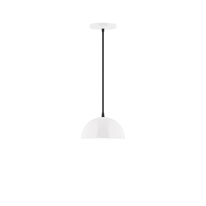 White dome pendant light with hanging cord and canopy