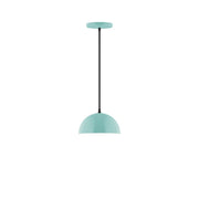 Sea green dome pendant light with black cord and ceiling canopy