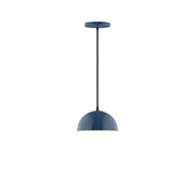 Navy 8 in pendant lamp with dome shade and hanging cord