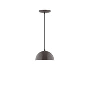Architectural bronze LED pendant with dome shade and straight black cord