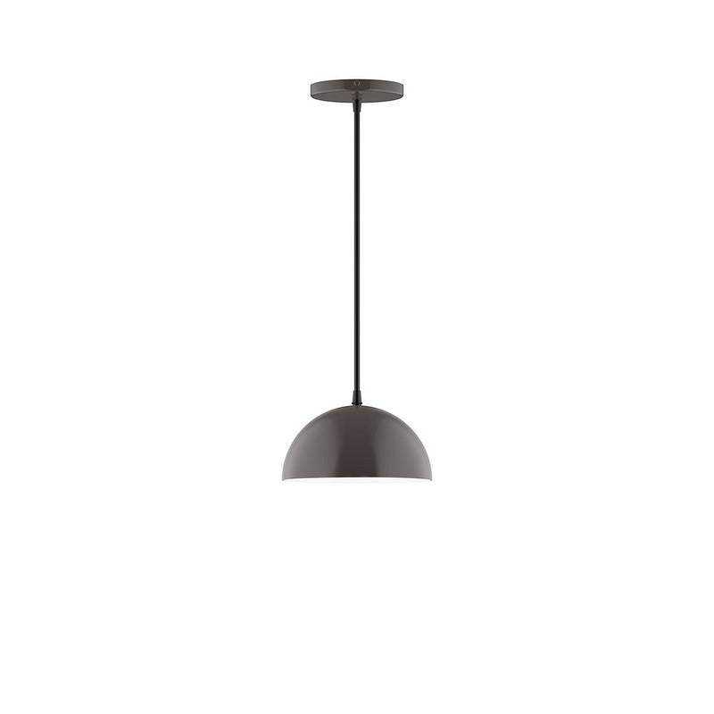 Bronze dome pendant light with straight cord and round canopy