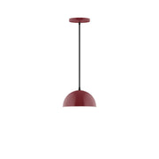 Barn red dome pendant lamp with ceiling canopy and hanging cord