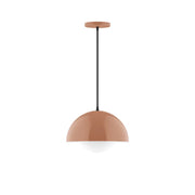 Terracotta glass globe pendant with black cord and matching canopy