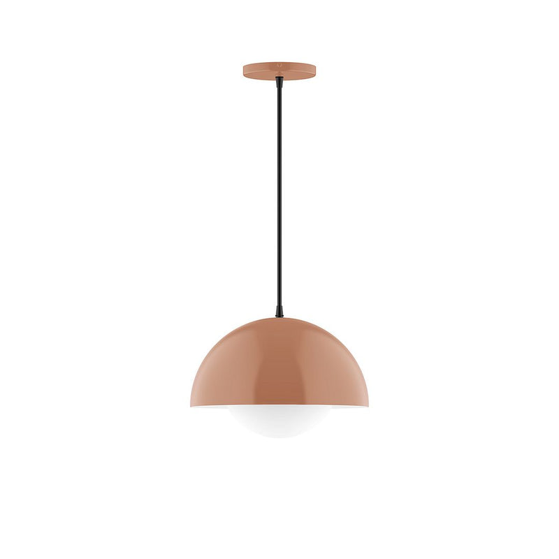 Terracotta glass globe pendant with black cord and matching canopy