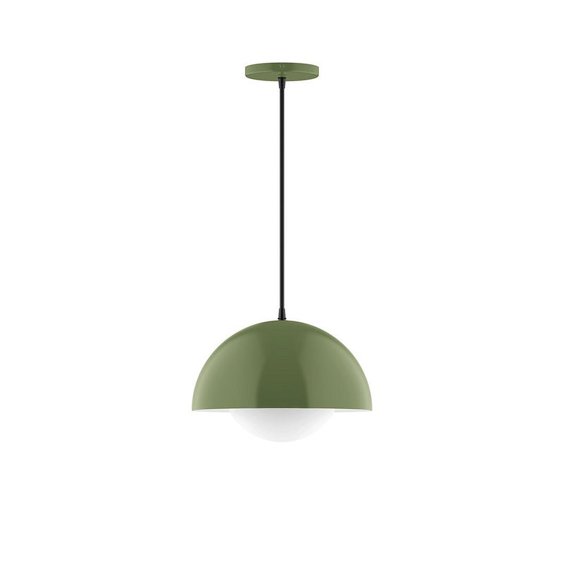 Fern green pendant with half-dome glass globe and matching ceiling cap