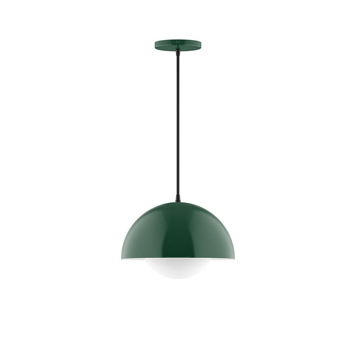 Axis Arcade 12" Pendant Light with Glass Globe in Forest Green