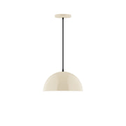 Cream dome pendant light with straight black cord and top canopy