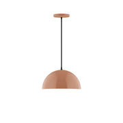 Terracotta dome pendant light with black cord and round ceiling canopy