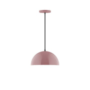 Mauve dome pendant light with black cord and ceiling canopy