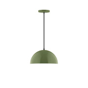 Fern green dome pendant with black cord and round ceiling canopy