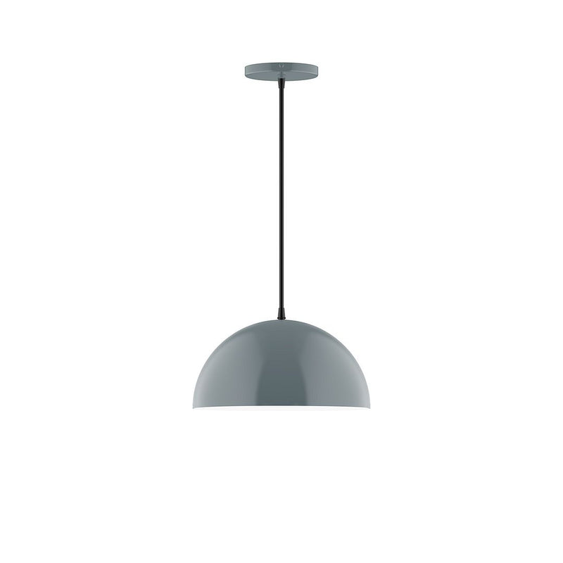 Slate gray LED pendant light with dome shade and black cord