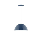 Navy 12 in LED pendant light with domed shade and hanging cord