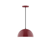 Barn red 12-inch pendant light with dome shade and black cord