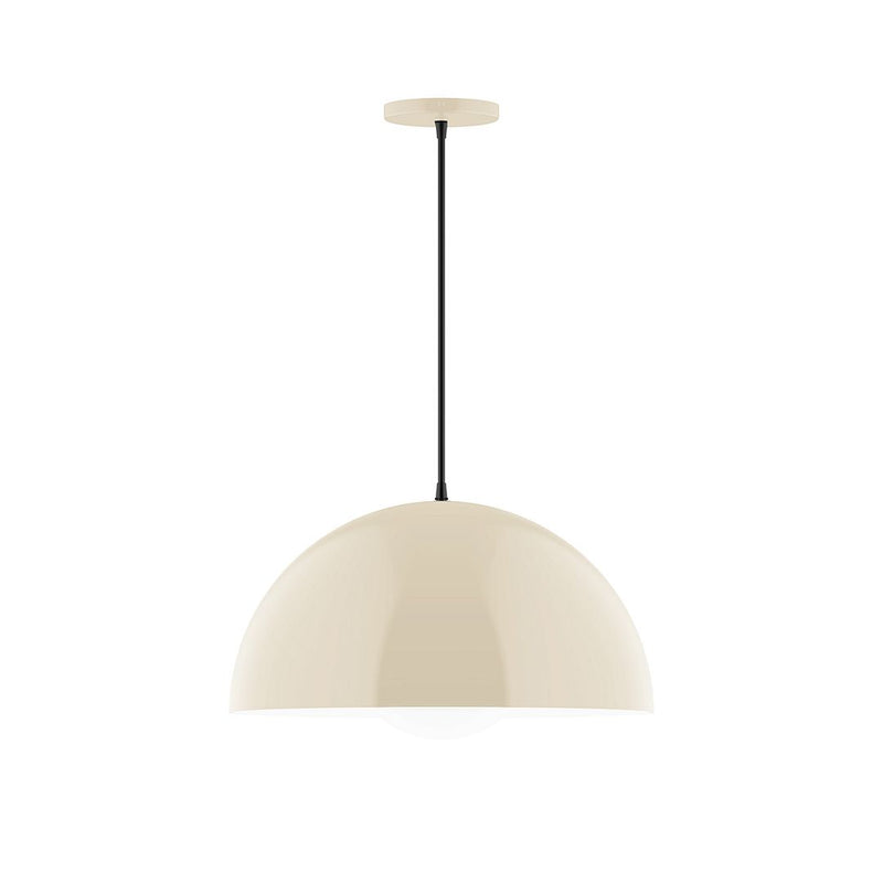 Cream glass globe pendant with black cord and round canopy