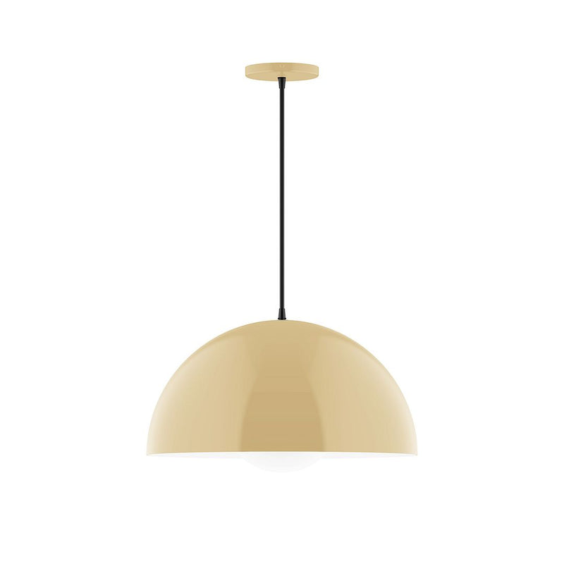 Ivory glass globe pendant light with black cord and round canopy